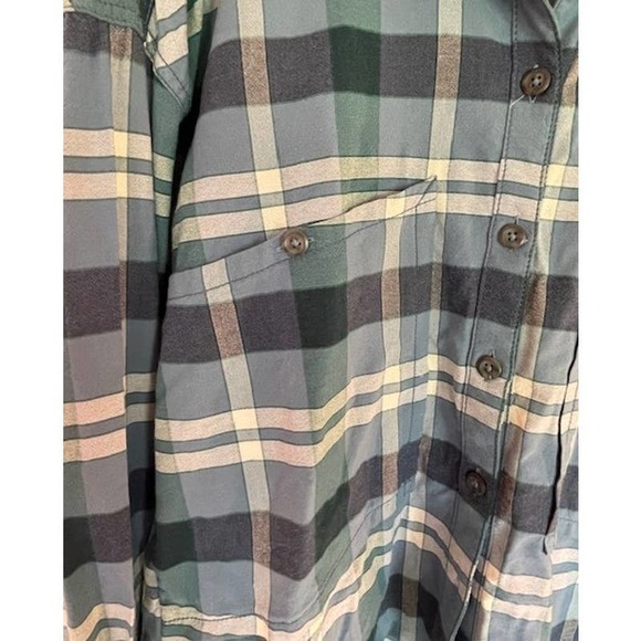 Free People Women's Plaid Button Up Long Sleeve Shirt w/ Raw Edge Hem‎ Size XS - Picture 3 of 5
